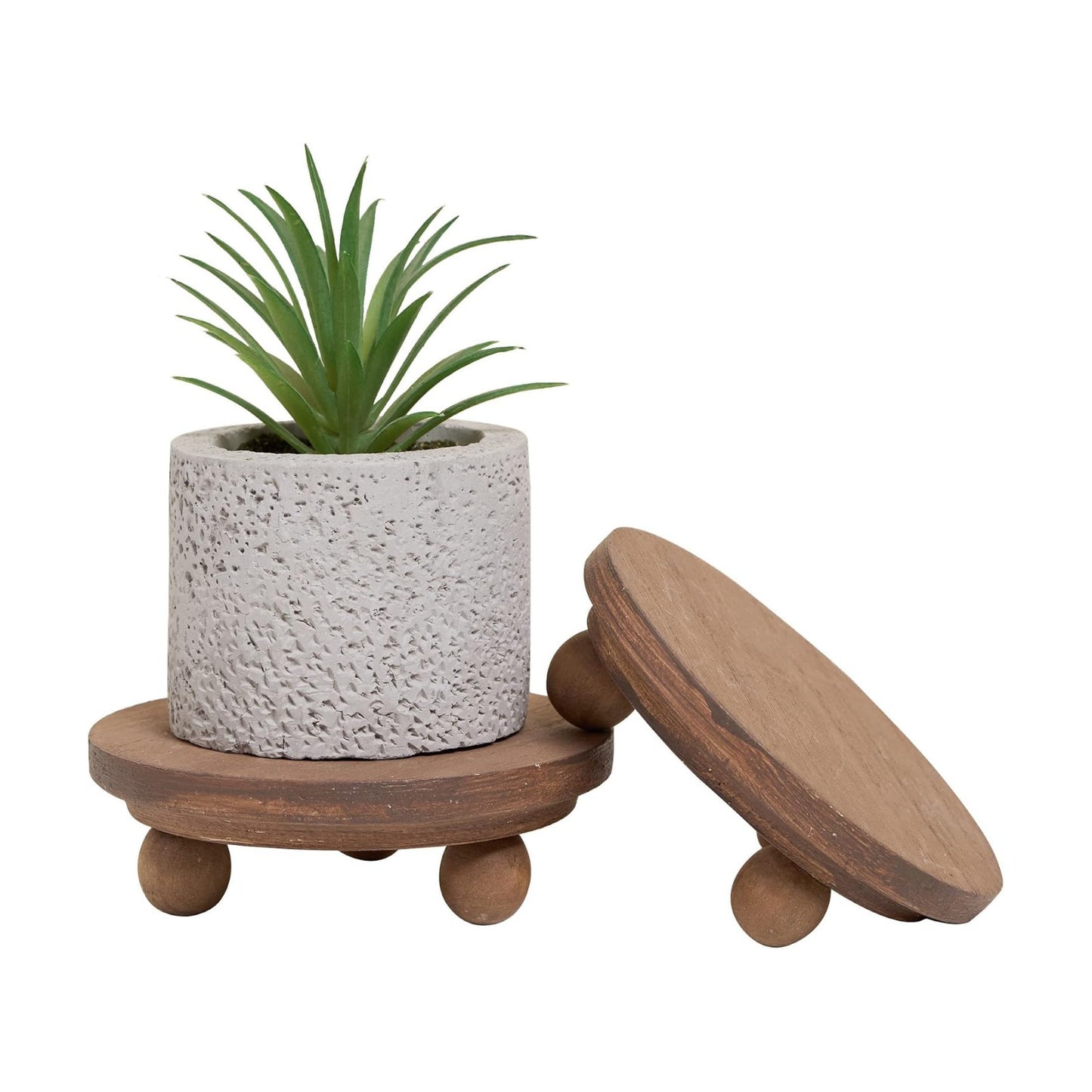 Small "Round Rustic Pedestal Display Stand / 5" Wood-round / 5 Inch / Set of 2