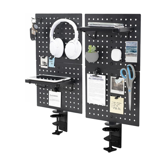 VIVO Black Clamp-on 20 x 24 inch Desk Pegboard, PP-DK24B | Steel Privacy Panel, Magnetic Peg Board, Office Accessory