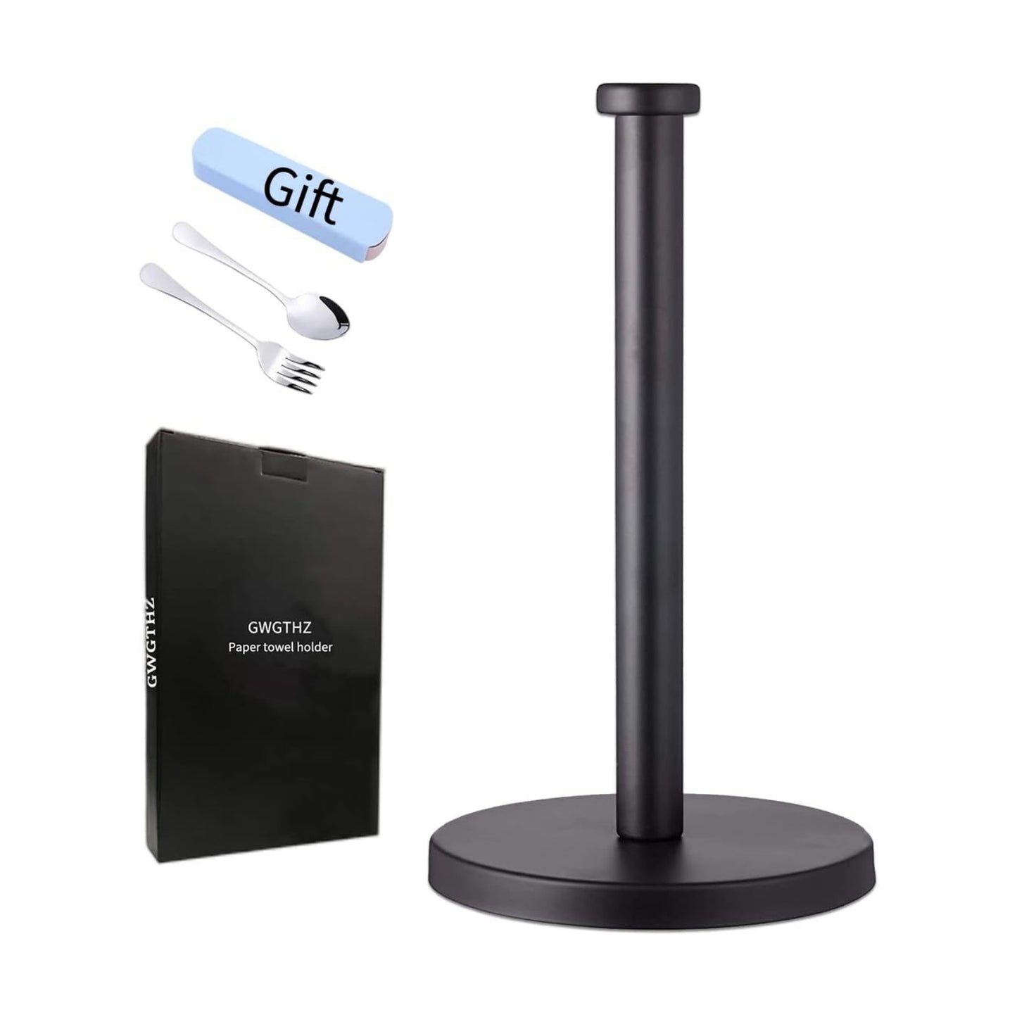 Black Standing Paper Towel Holder for Kitchen& Bathroom Countertop,Under Counter, Table Or BBQ, Standard or Jumbo-Sized
