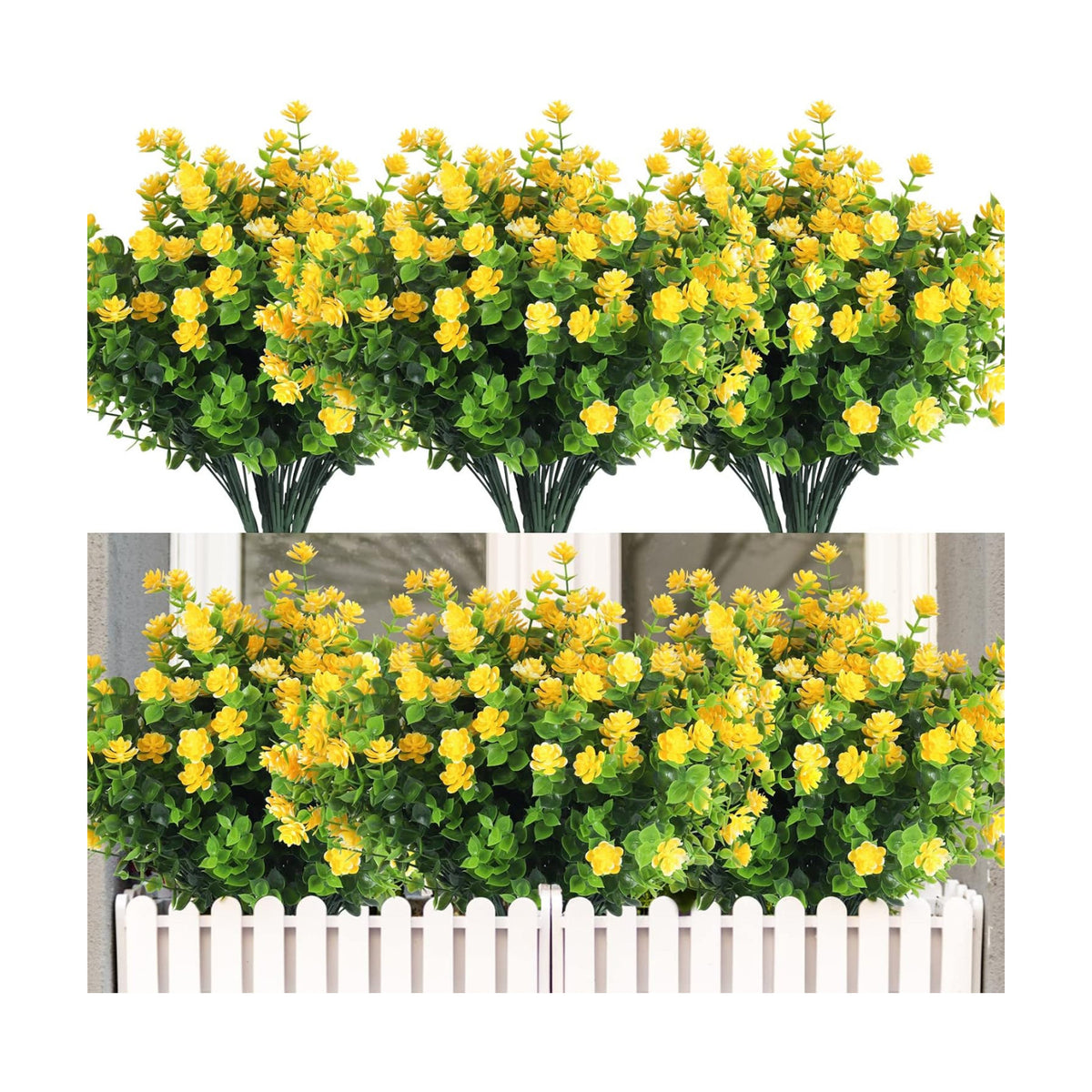 RECUTMS Outdoor Artificial Yellow Flowers UV Resistant,Spring Fall Decor
