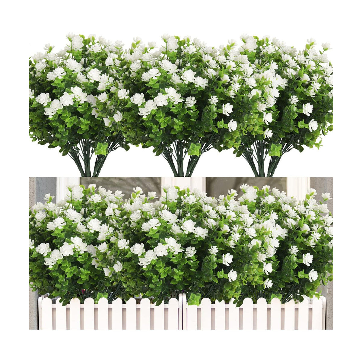 RECUTMS 12 Bundles Artificial Outdoor Plants,Artificial Greenery for Flower