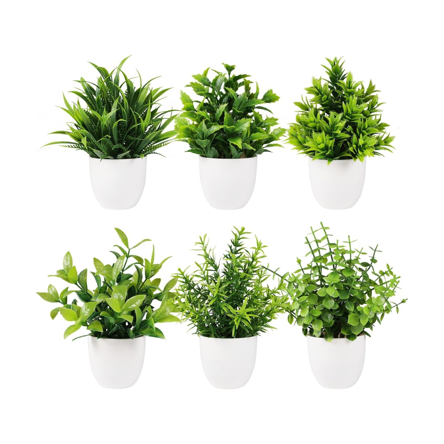 Artificial Plant Small Fake Plant Greenery Potted Plant Indoor Faux Plant Houes / Green / Set of 6