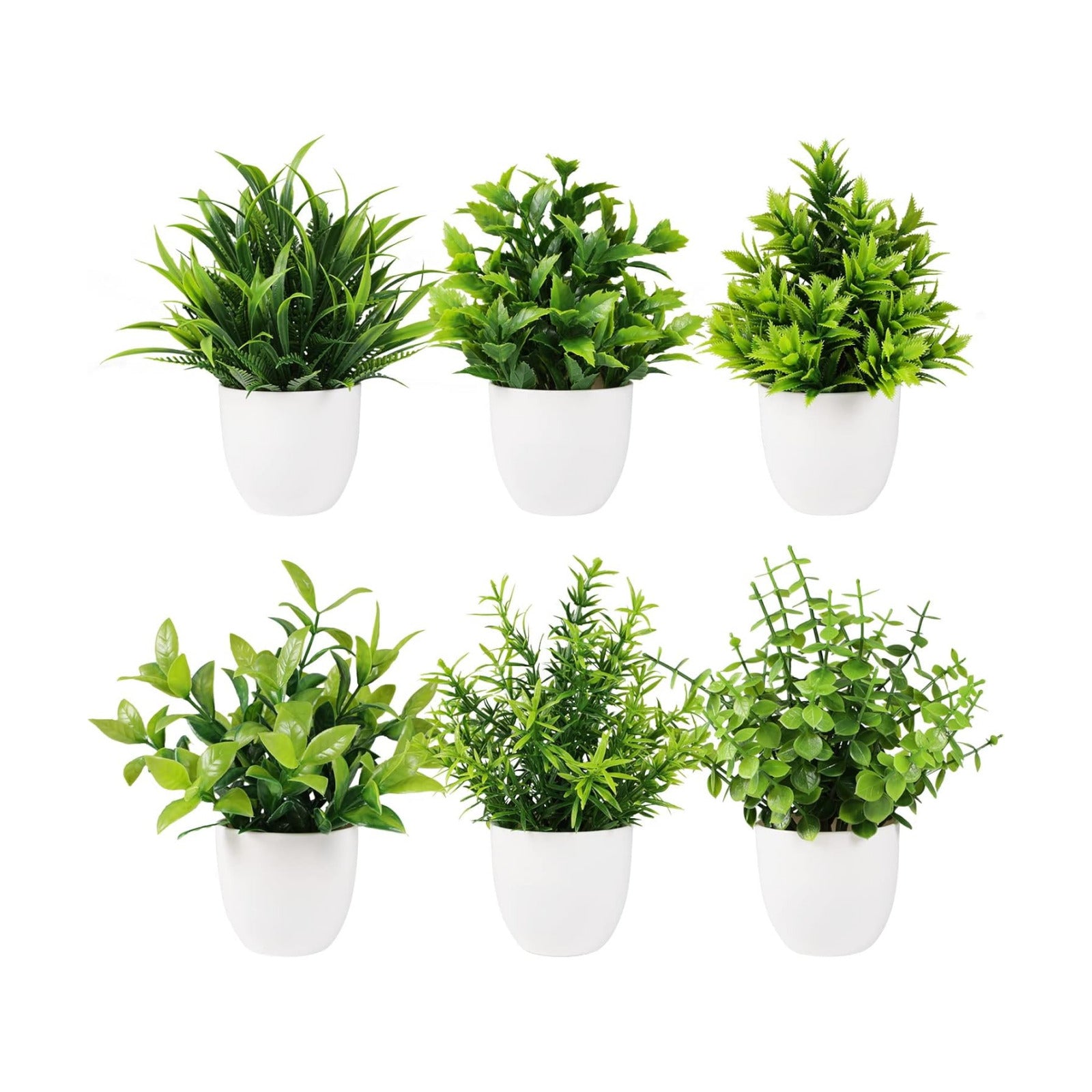 Artificial Plant Small Fake Plant Greenery Potted Plant Indoor Faux Plant Houes / Green / Set of 6