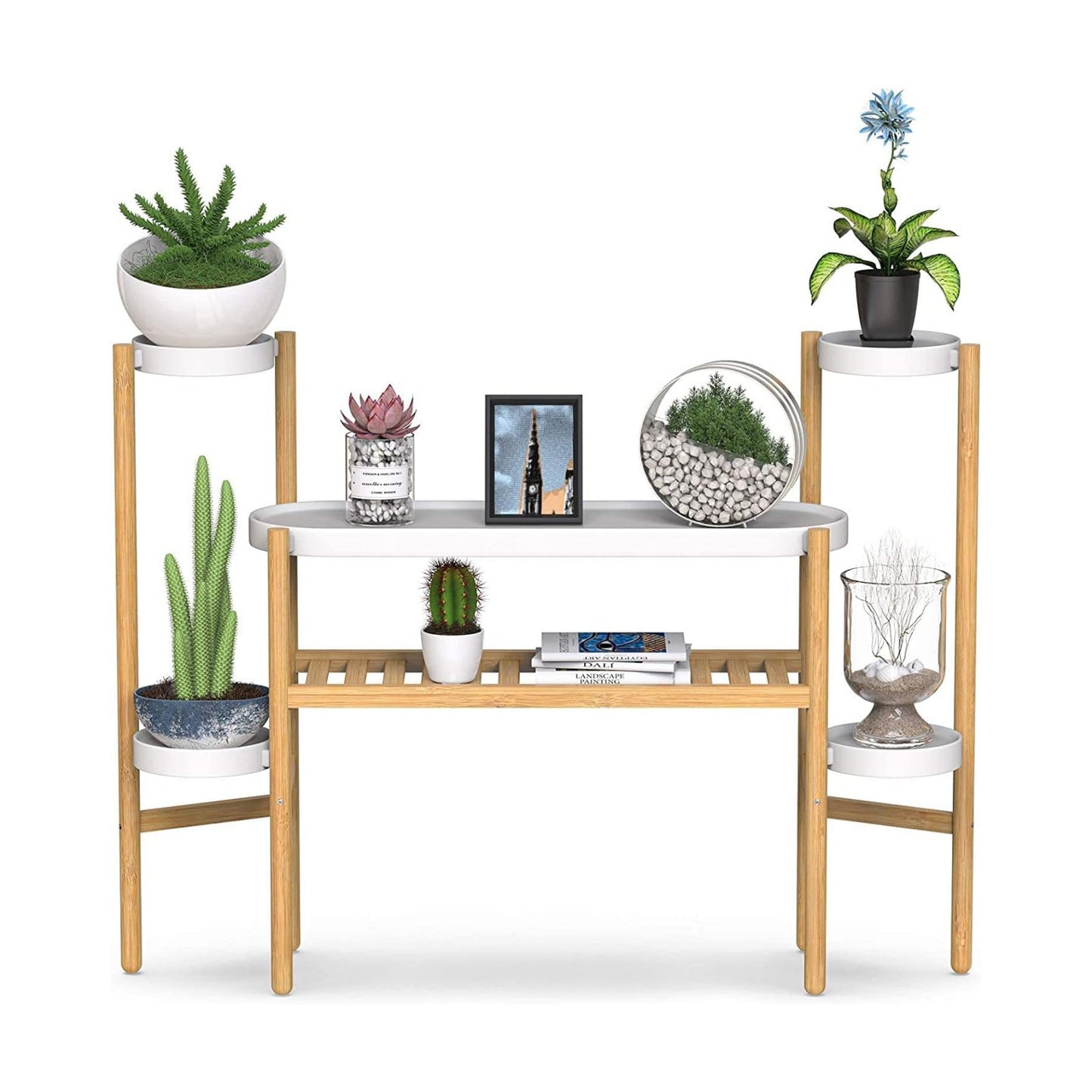 Tiered Plant Stand Indoor, Tall Bamboo Corner Shelf for Multiple Plants | Narrow Tired Display, Easy-Clean