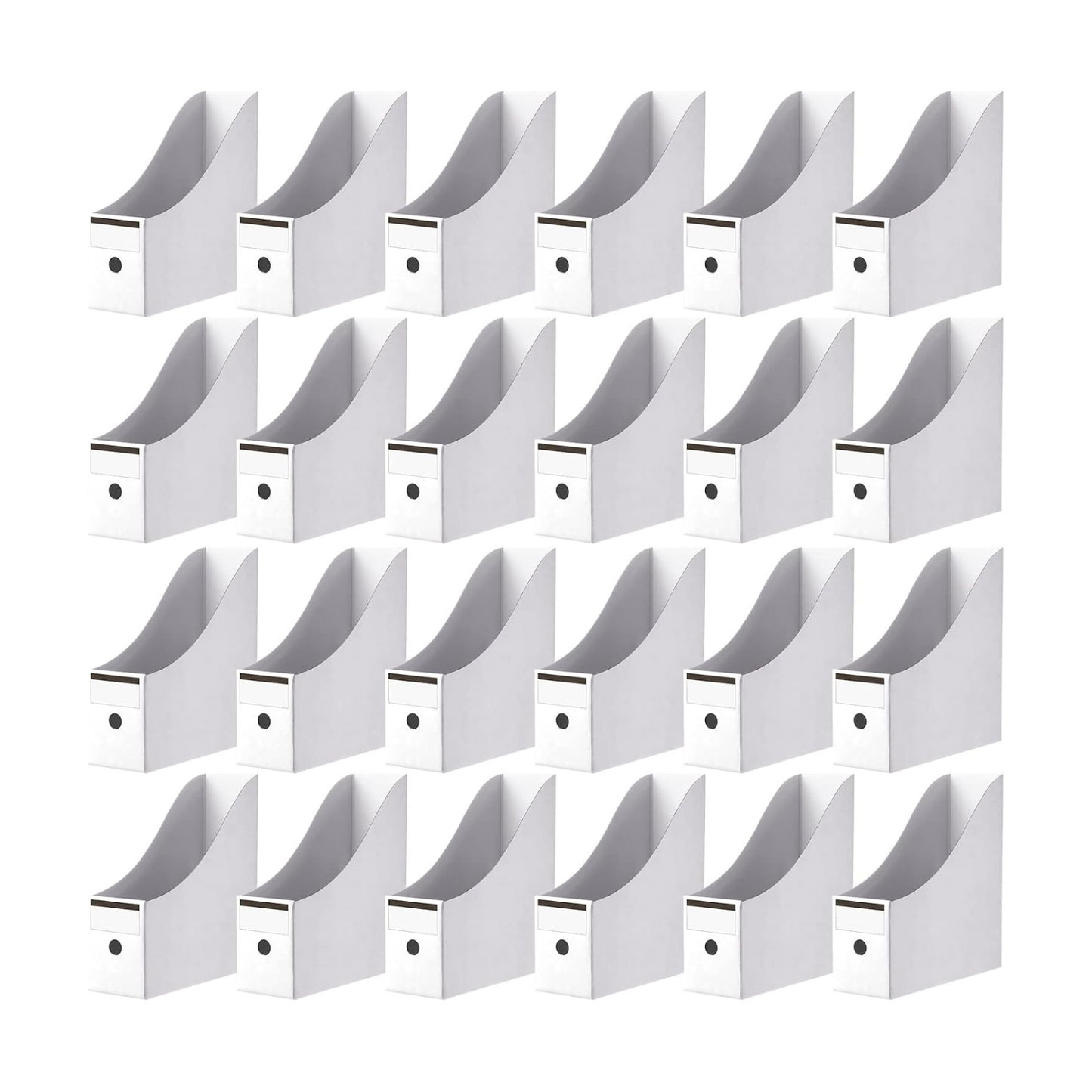 Thenshop 24 Pcs Magazine Files Cardboard Holders,Classic,White | File Organizer Foldable Paper Storage for Desk
