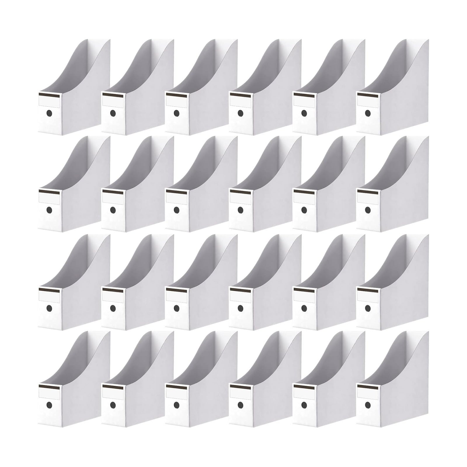 Thenshop 24 Pcs Magazine Files Cardboard Holders,Classic,White | File Organizer Foldable Paper Storage for Desk