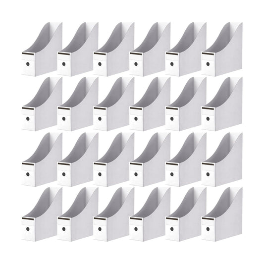 Thenshop 24 Pcs Magazine Files Cardboard Holders,Classic,White | File Organizer Foldable Paper Storage for Desk