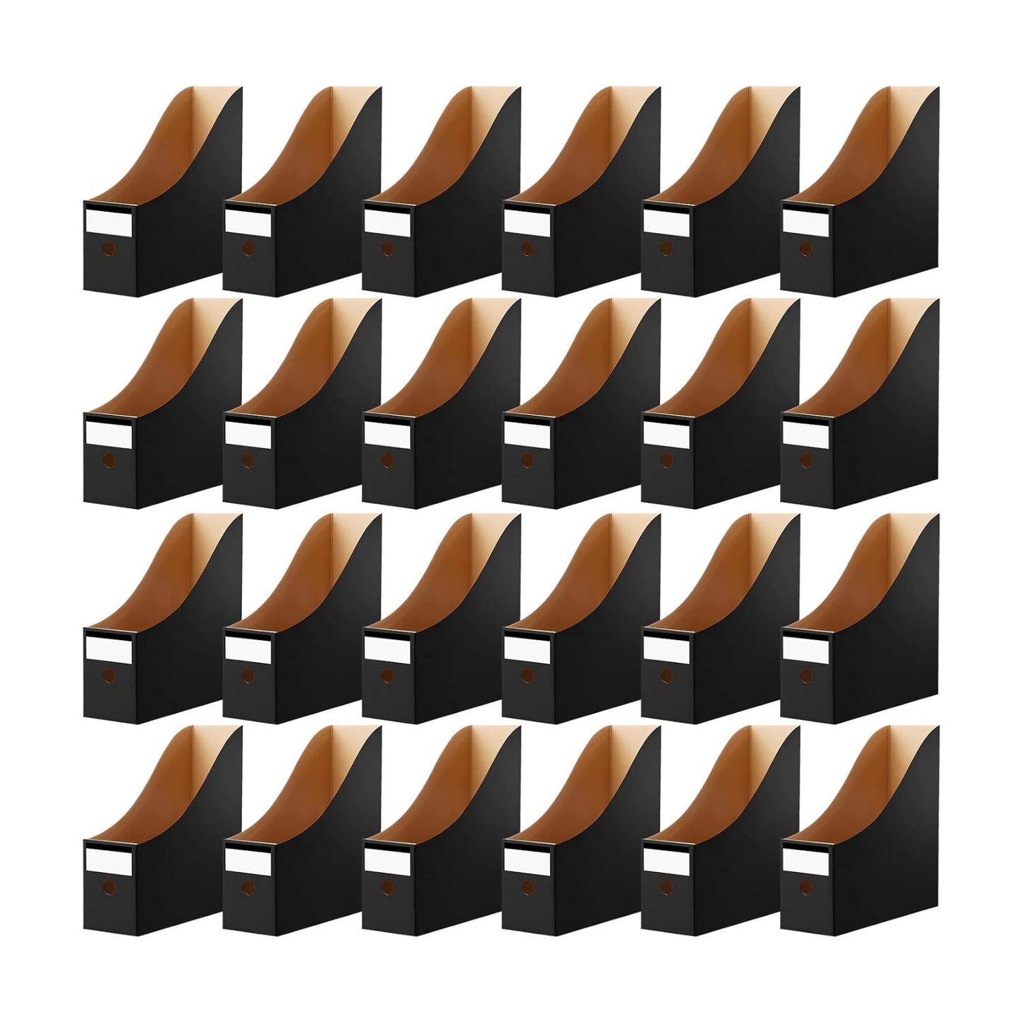 Thenshop 24 Pcs Magazine Files Cardboard Holders,Classic,Black | File Organizer Foldable Paper Storage for Desk
