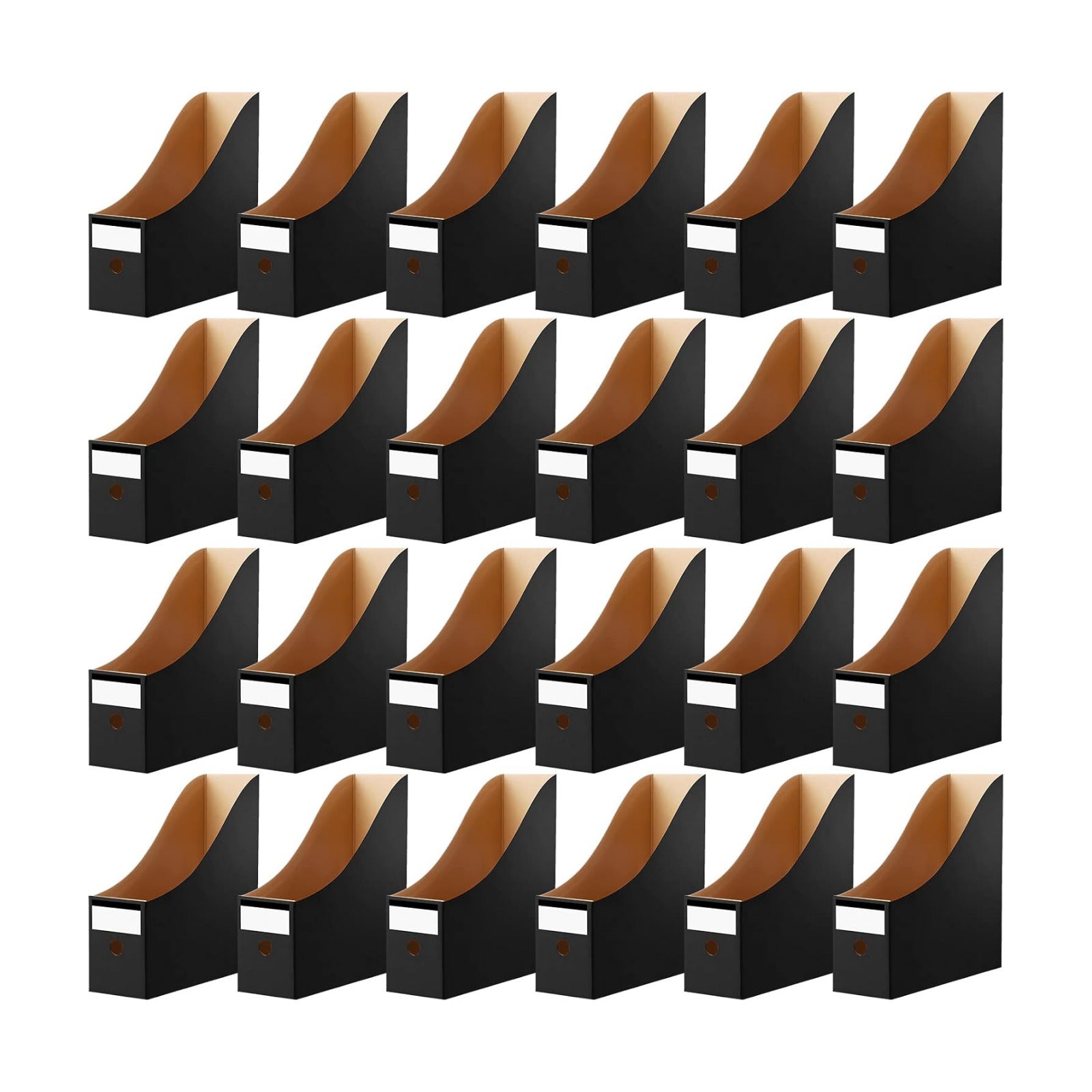 Thenshop 24 Pcs Magazine Files Cardboard Holders,Classic,Black | File Organizer Foldable Paper Storage for Desk