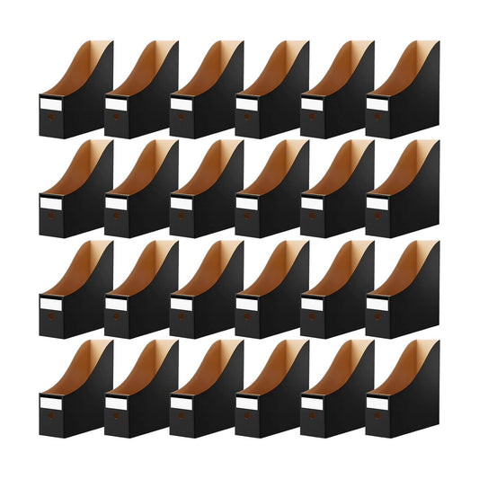 Thenshop 24 Pcs Magazine Files Cardboard Holders,Classic,Black | File Organizer Foldable Paper Storage for Desk