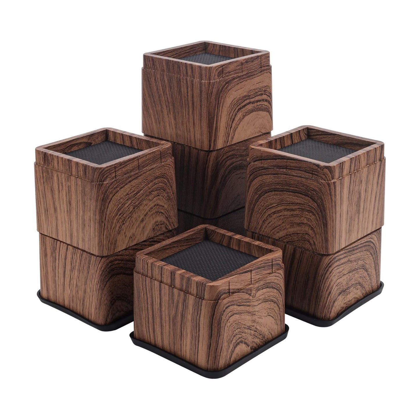 BTSD-home Wood Bed Risers 3 Inch, 8 Pack | Heavy Duty Square Furniture Risers, 2,200 lb, Anti-Slip Pads, Dorm Room