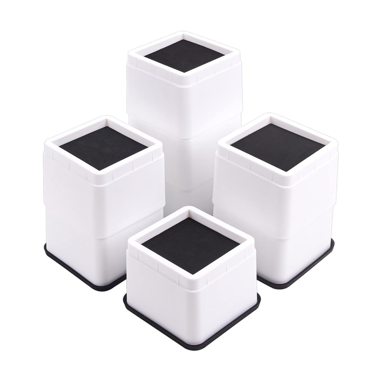 BTSD-home 3 or 6 Inch Adjustable Bed Risers, 8 Pack | Heavy Duty Stackable Furniture Risers, 2,200 lb, Anti-Slip Pads