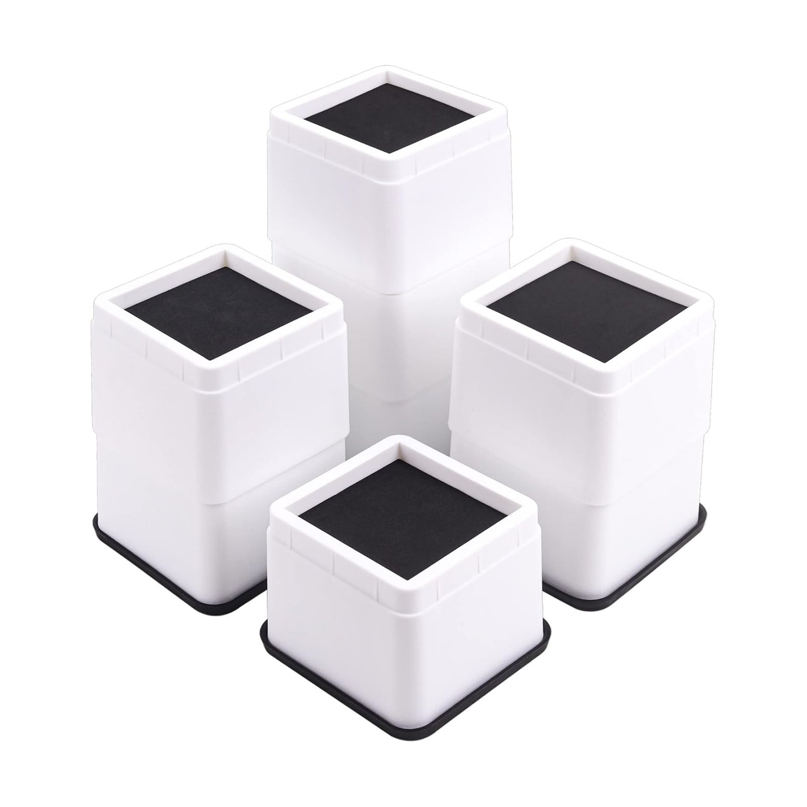 BTSD-home 3 or 6 Inch Adjustable Bed Risers, 8 Pack | Heavy Duty Stackable Furniture Risers, 2,200 lb, Anti-Slip Pads