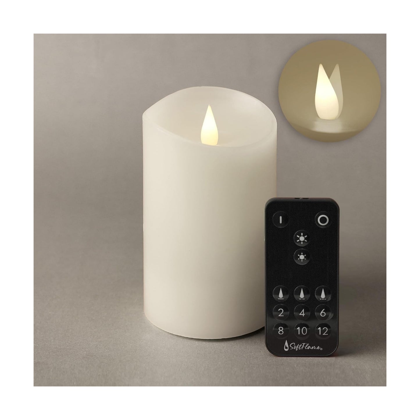 Flameless LED Candles with Remote Control, 3"x 5.1"Flickering 3D Moving Flame Battery Operated Candles in Real Wax