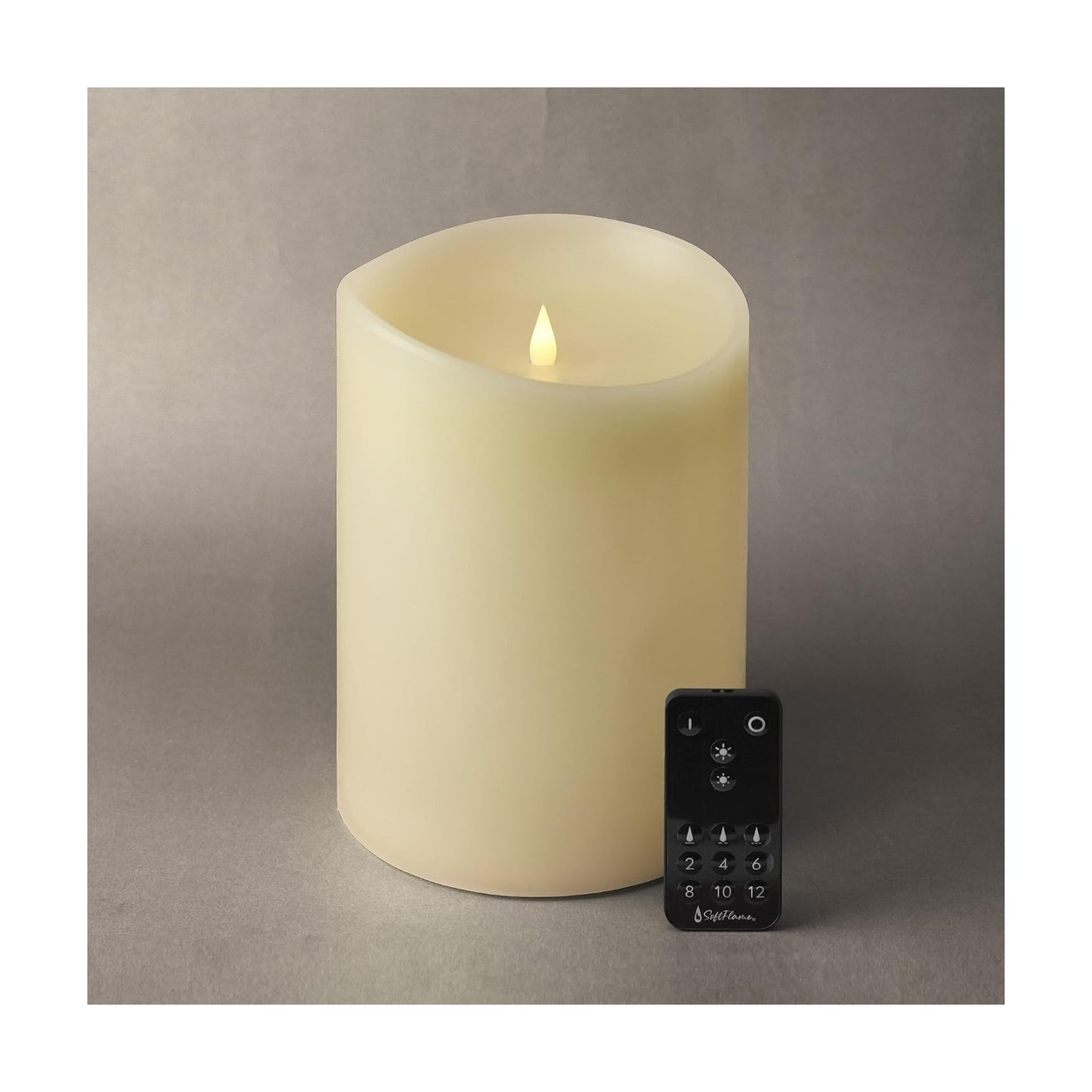 Flameless Candle - 6"x 8"Ivory - Flickering Moving Flame Pillar Candle, Includes Remote Control - Real Wax - 2 x C