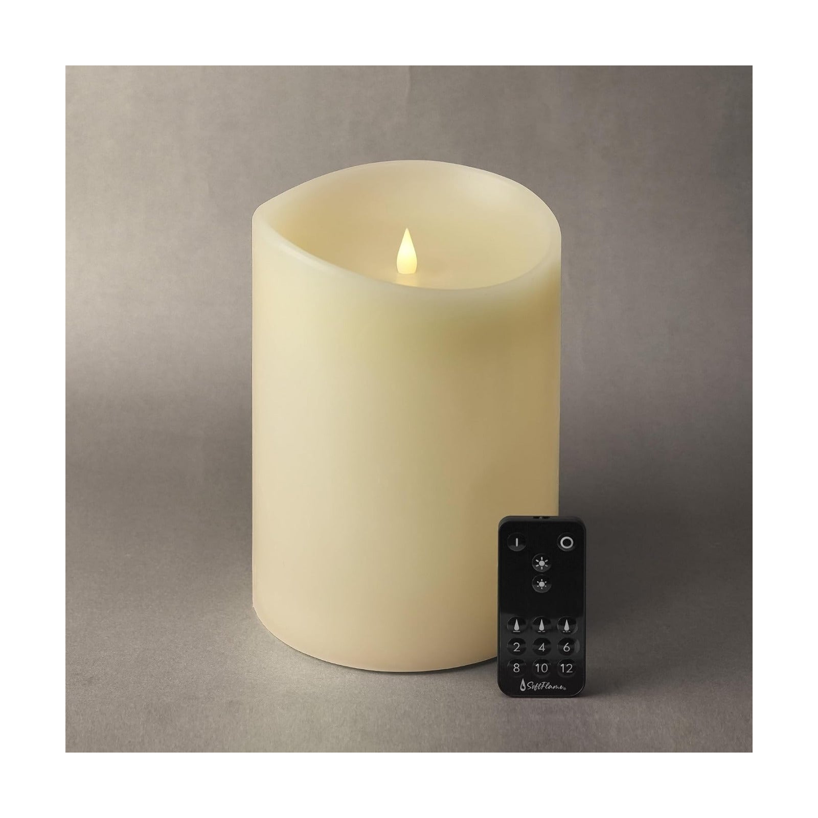 Flameless Candle - 6"x 8"Ivory - Flickering Moving Flame Pillar Candle, Includes Remote Control - Real Wax - 2 x C