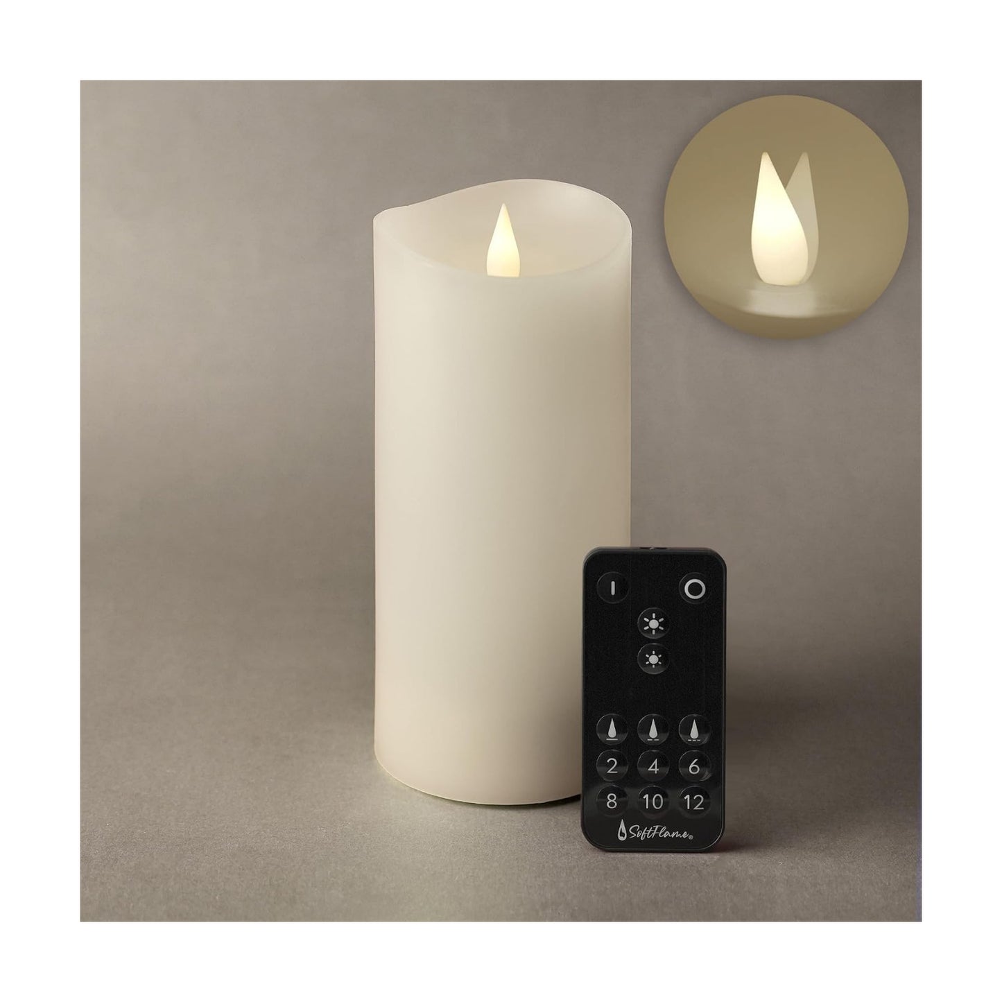 Flameless LED Candles with Remote Control, 3"x 7.1"Flickering 3D Moving Flame Battery Operated Candles in Real Wax