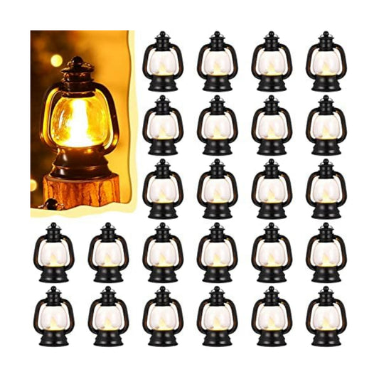 Ferraycle 24 Pcs Mini Lanterns Bulk 4 Inch Black Lamp Table Centerpieces