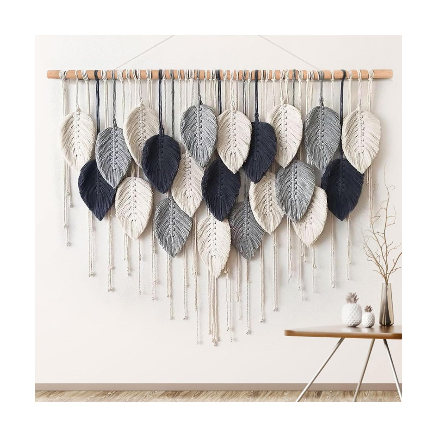 Macrame Wall Hanging Leaf Woven Tapestry Bohemian Chic Wall Hanging Feather Large / 39"W x 29.5"L