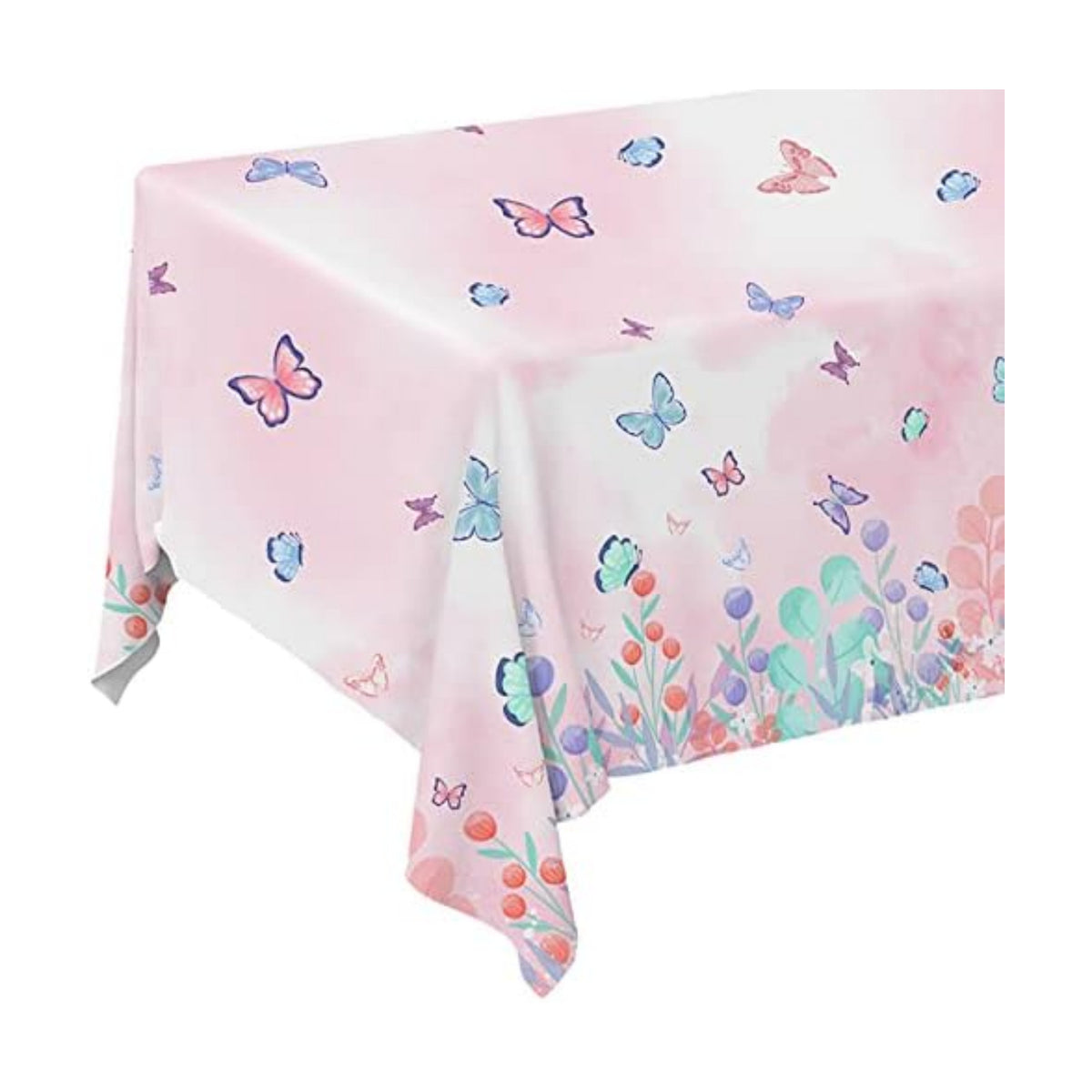 Gatherfun Butterfly Disposable Tablecloth, Plastic Table Cover for Kid’s Birthday Party, 3 PCS, 54”x 108”