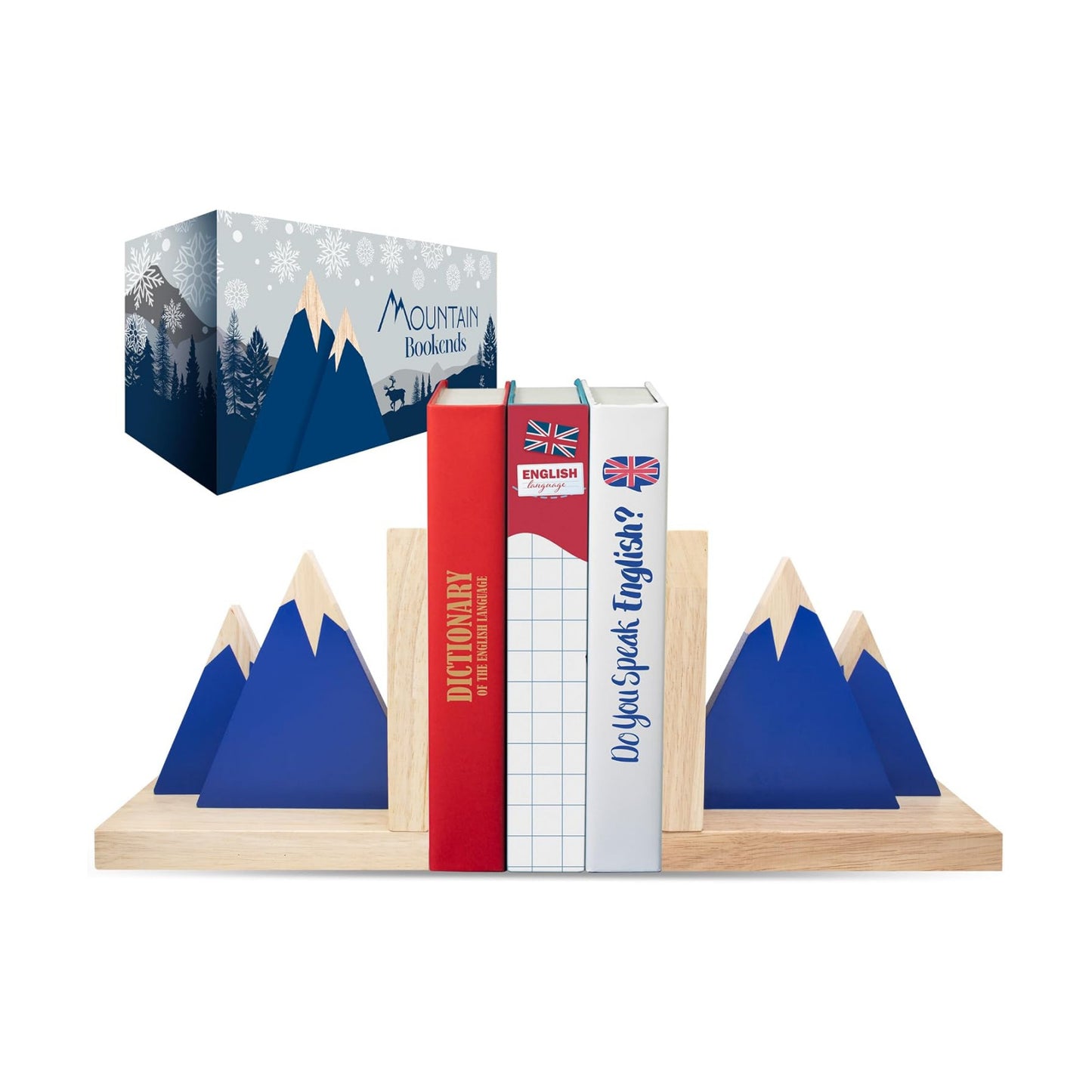 Non-Skid Wooden Bookends for Kids / Blue