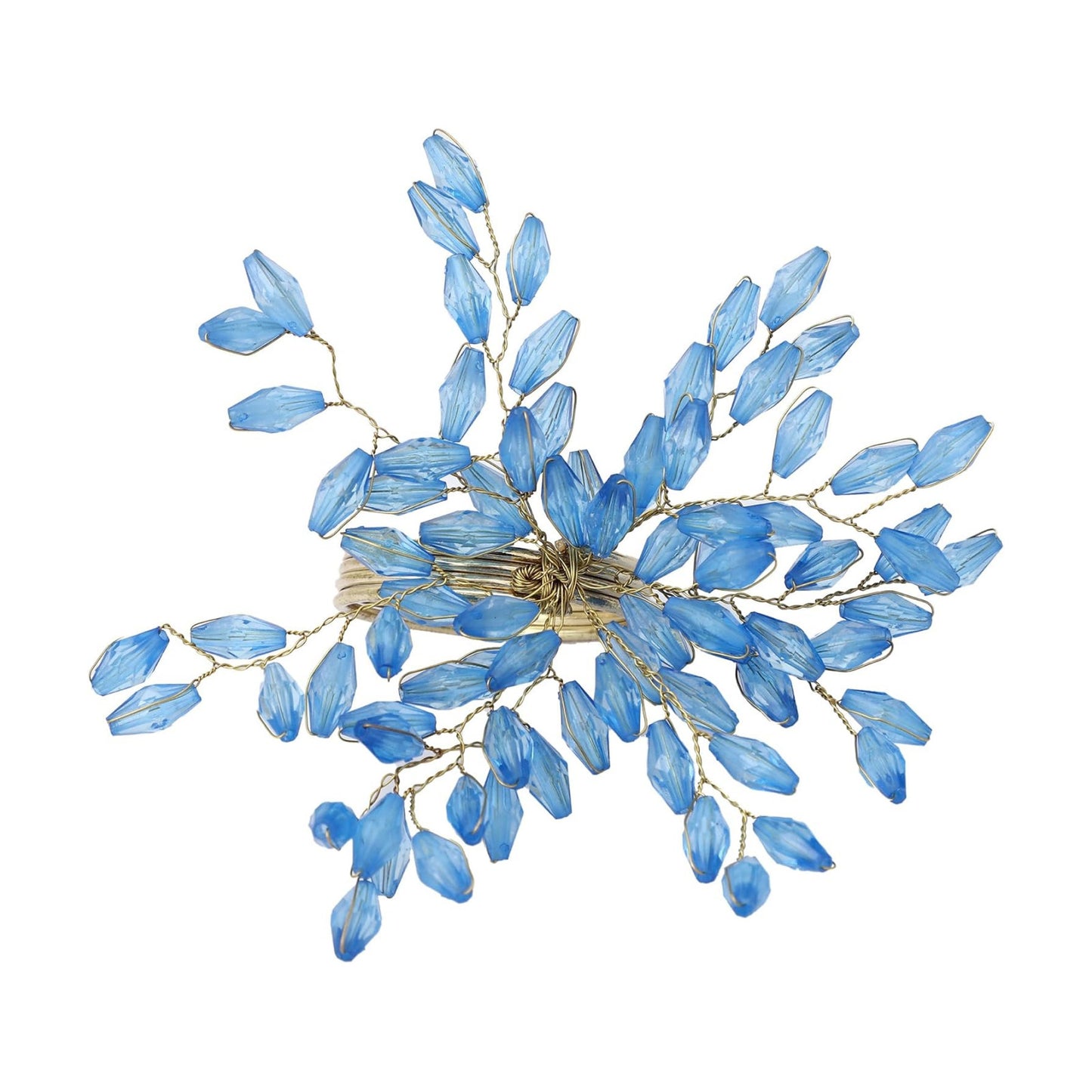 ITOS365 Napkin Rings Set of 12 for Dining Table Decoration Parties Everyday Metal Napkin Holder Leaf Turquoise (Pack of