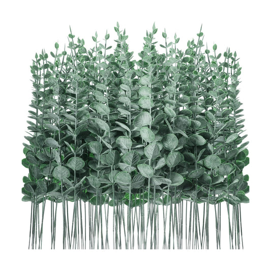 Eucalyptus Stems Faux Greenery Artificial Eucalyptus Leaves Decor Greenery / Dark Green / Set of 100