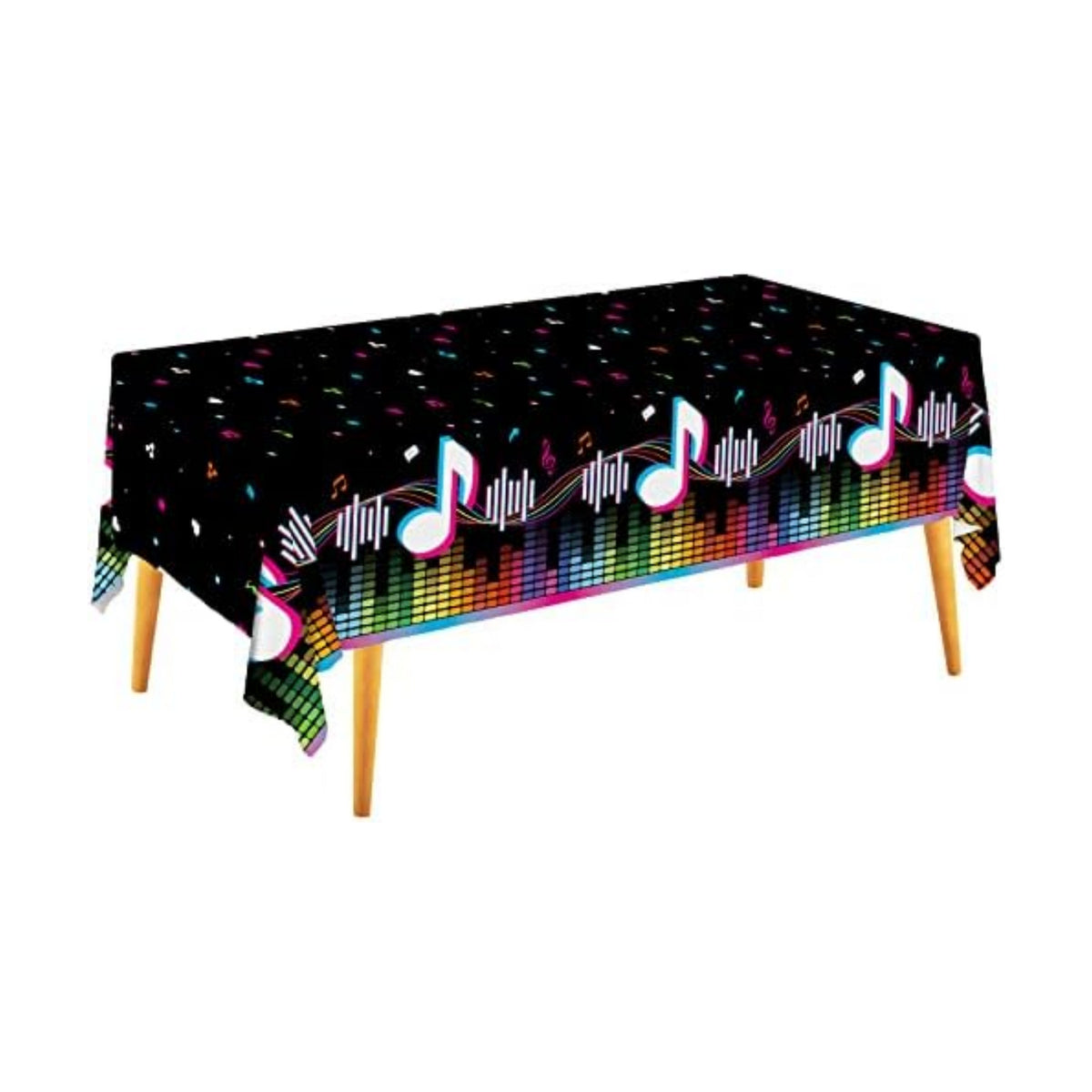 Gatherfun Music Party Disposable Tablecloth, Plastic Table Cover for Music Themed Birthday Party, 3 PCS, 54”x108”