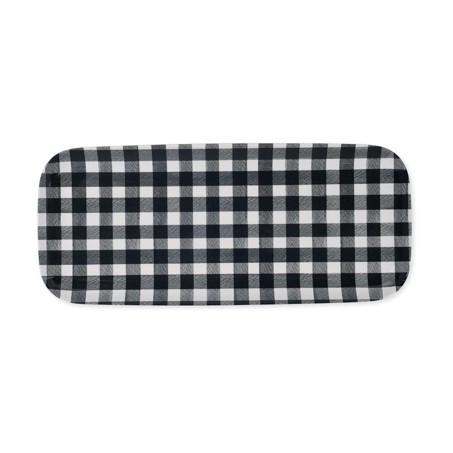 UPware Melamine Serving Tray / 15 x 6.5 x 0.8 / Gingham Black