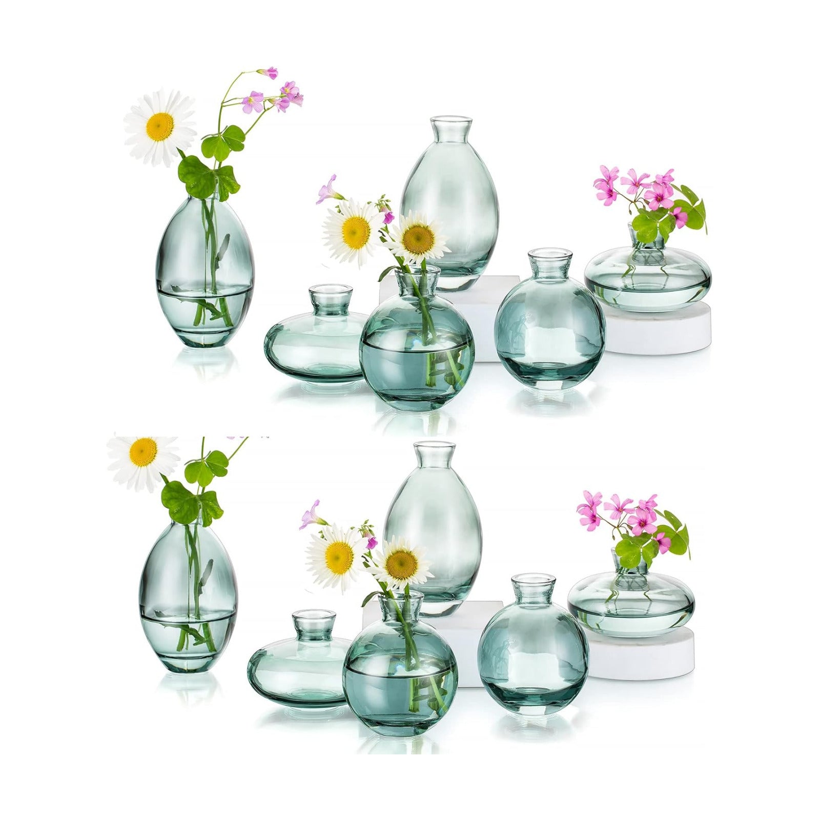 Glass Bud Vases / 4sets / Green / Set of 12
