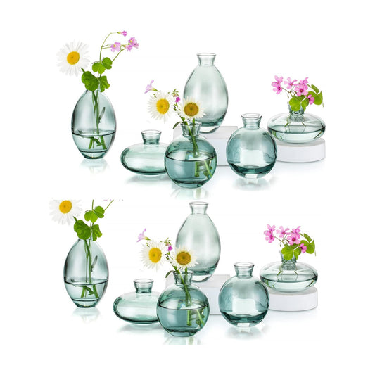 Glass Bud Vases / 4sets / Green / Set of 12