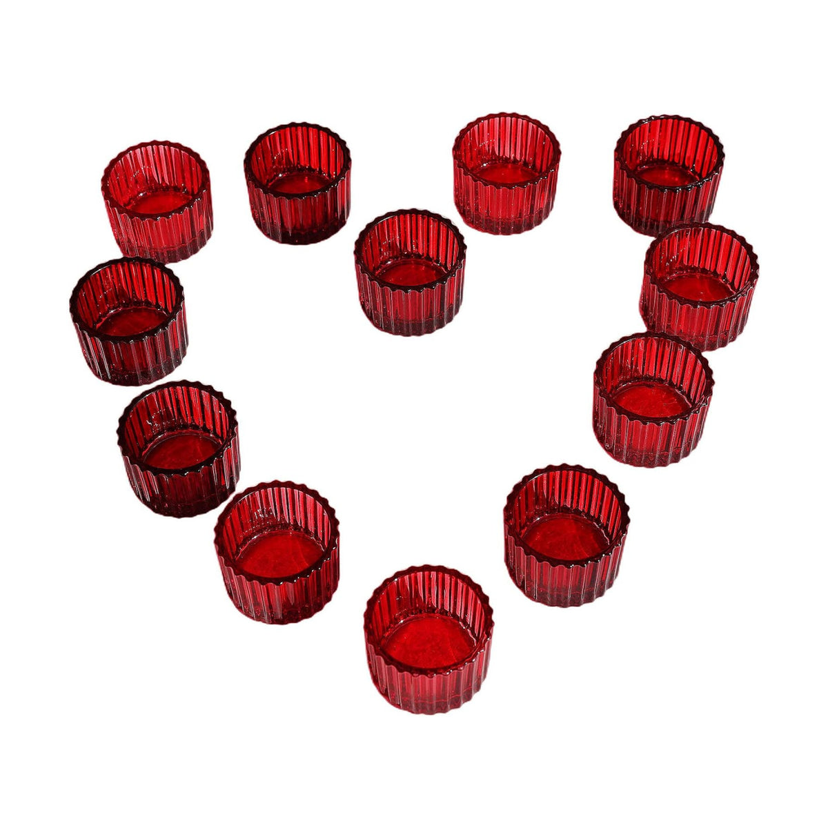 VOHO Red Candle Holders for Table Centerpiece, Set of 12 Tea Light Holder