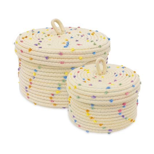 Cotton Rope Woven Storage Basket / Rainbow 2 / Set of 2