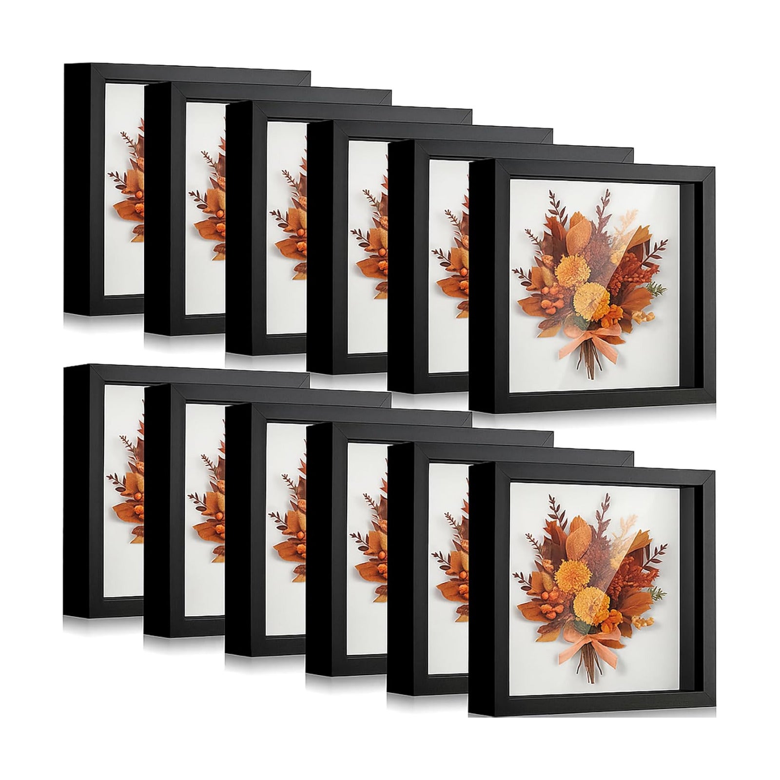 12 Pieces Shadow Box Picture Frame Square Shadow Boxes Display Cases for Graduation Sports Memorabilia Wedding Memories