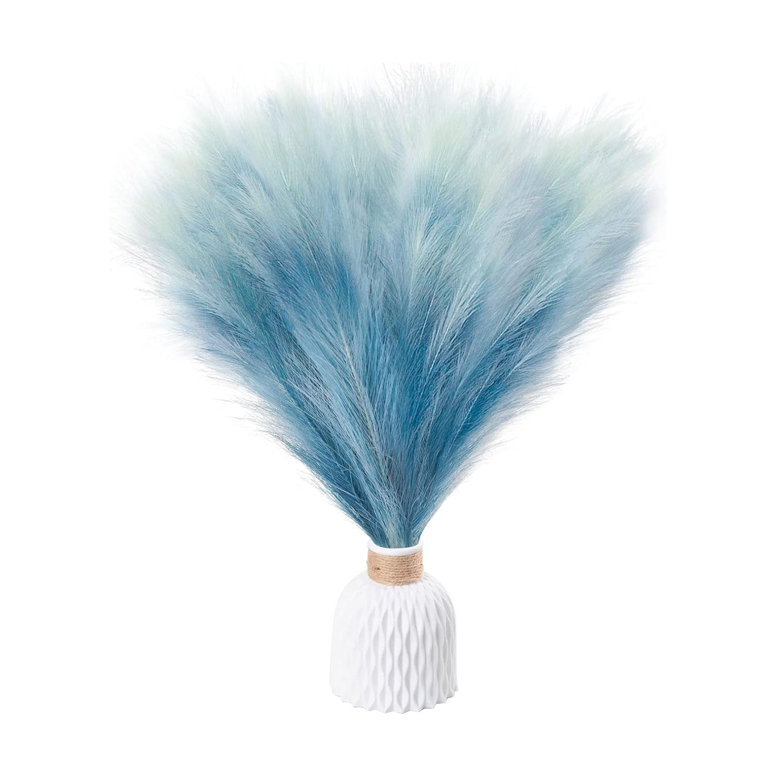 Short Artificial Pompas Grass Plants / Blue / 17.7 Inch / Set of 8