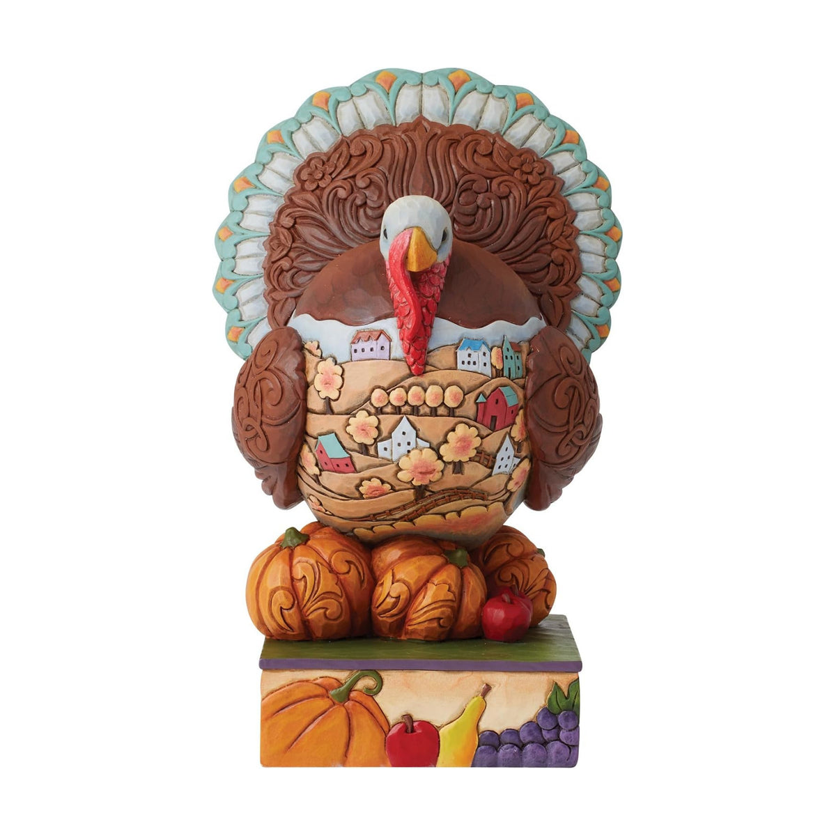 Enesco Jim Shore Heartwood Creek Turkey with Scene Figurine, 8.5 Inch, Multicolor