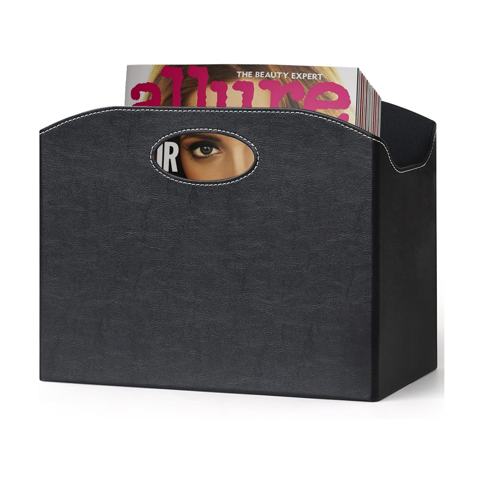 EZDeco Magazine Holder Foldable Magazine Rack Floor PU Leather File Holder Newspaper Book Storage Magazine Basket