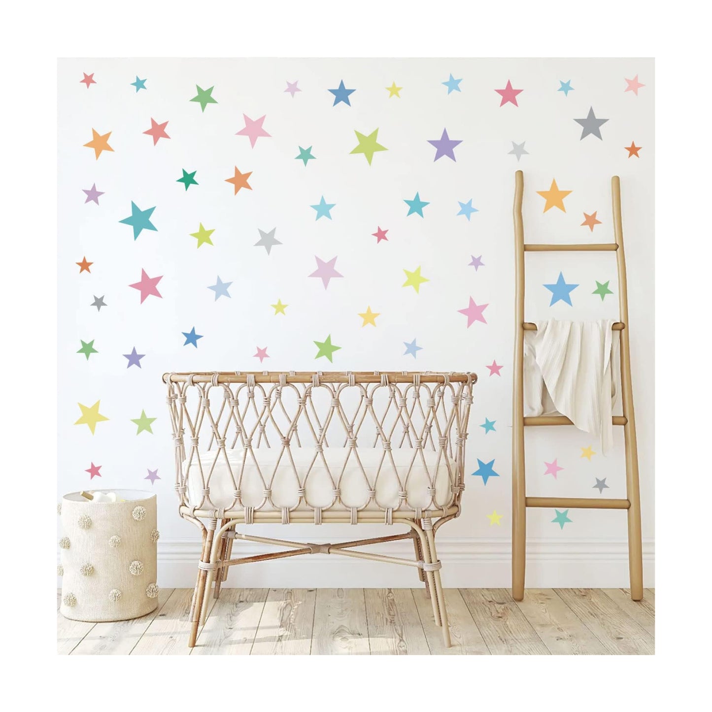 Colorful Boho Star Wall Decals Rainbow Colors DIY Vinyl Wall Art Sticker for Kids Baby / Set of 165