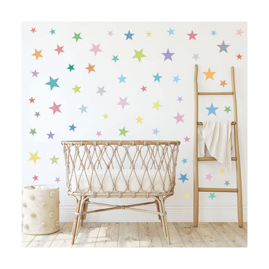 Colorful Boho Star Wall Decals Rainbow Colors DIY Vinyl Wall Art Sticker for Kids Baby / Set of 165