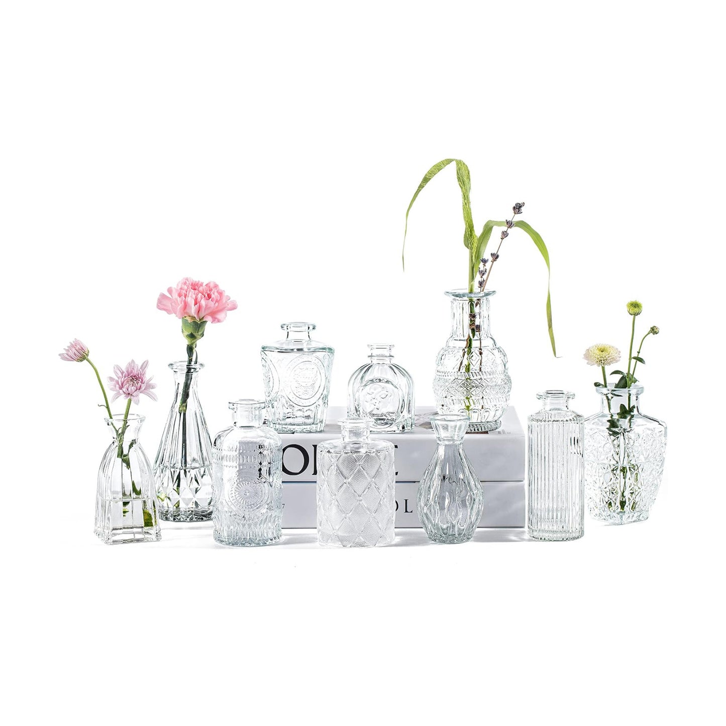 Vintage Small Vases for Flowers / Clear / Set of 10