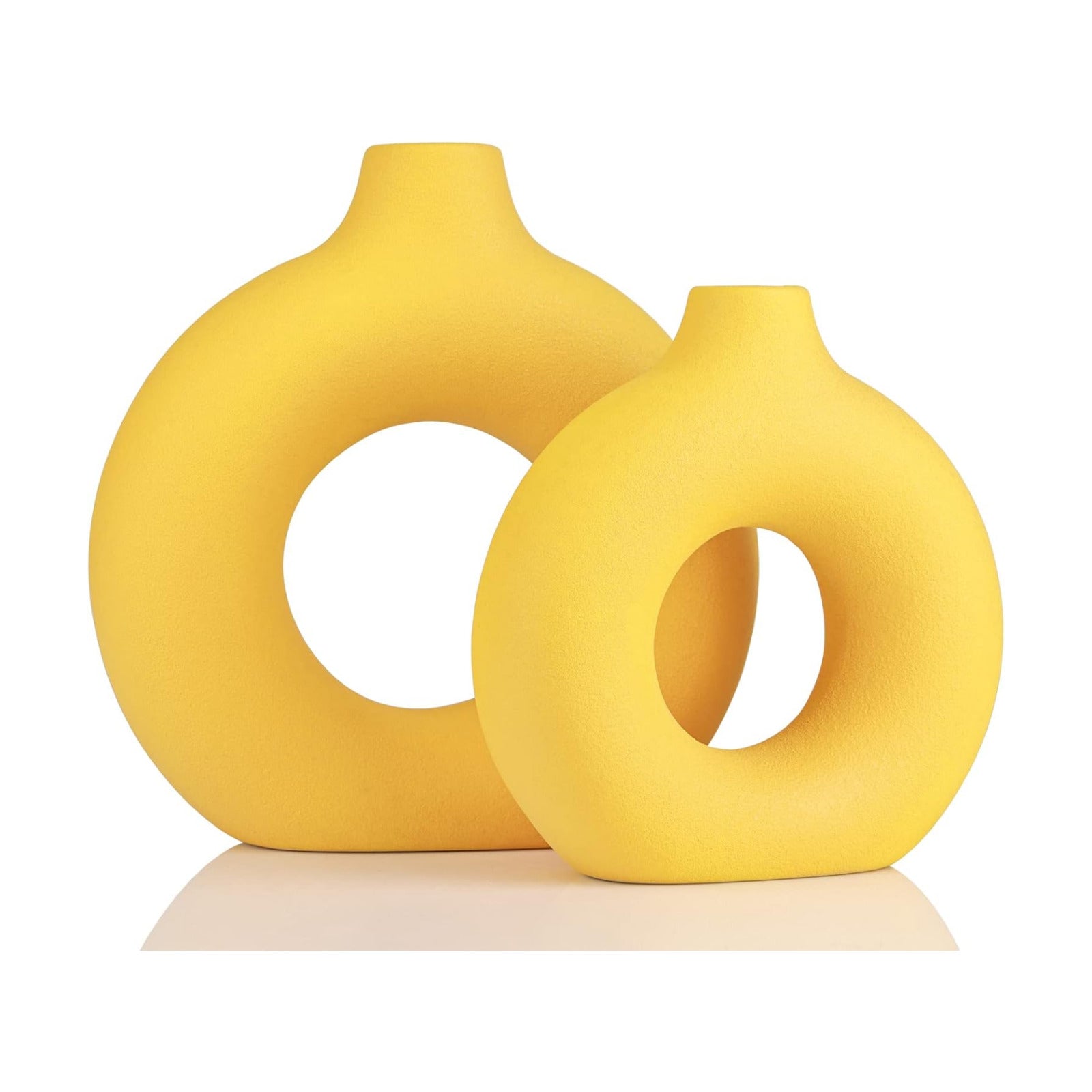 Modern Matte Ceramic Vases for Entryway Living Room / Yellow / Set of 2