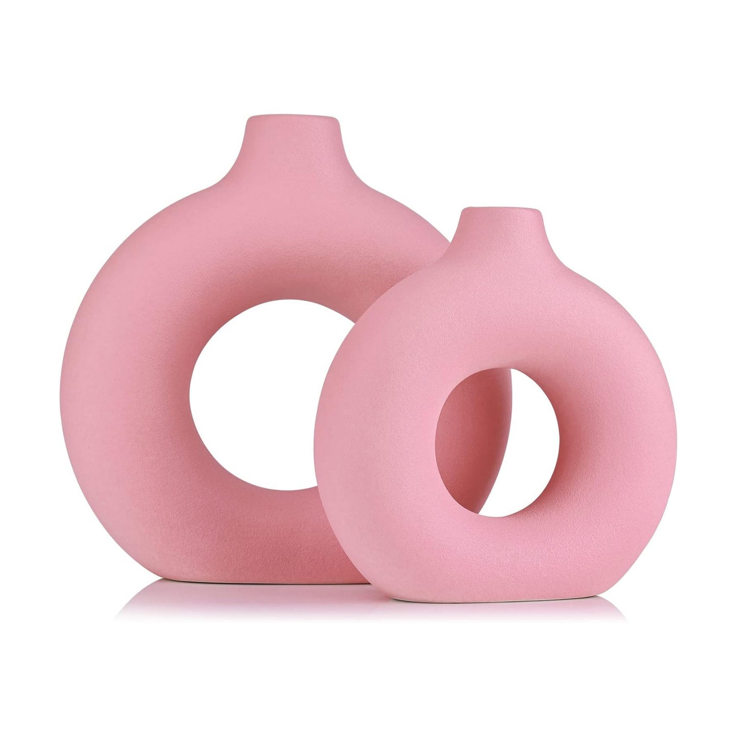 Modern Matte Ceramic Vases for Entryway Living Room Bedroom / Pink / Set of 2