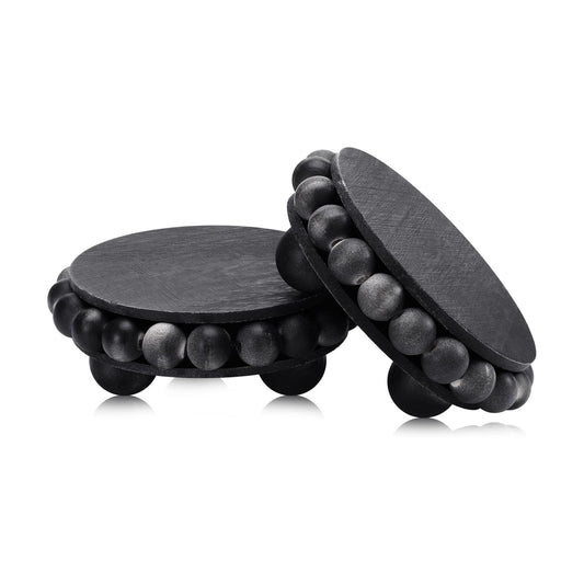 Wooden Risers for Displays Round Wood Riser Distressed Wood Risers / Black / 3.94 Inch / Set of 2