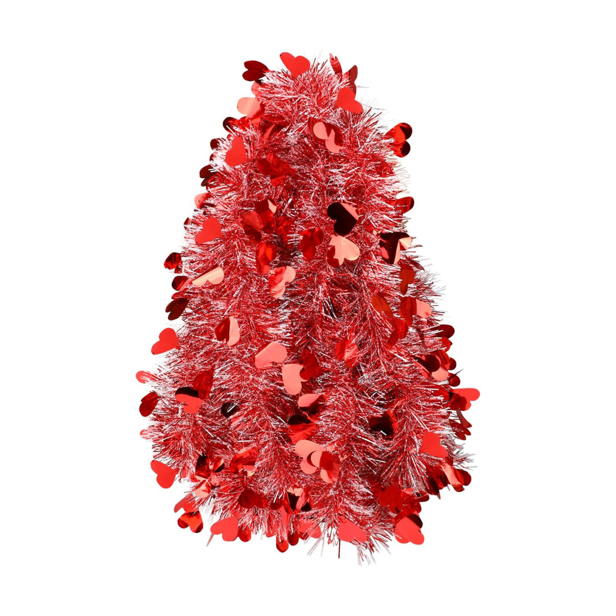 FOIMAS 33FT Valentine's Day Tinsel Garland,Heart Metallic Twisted Hanging Garland for Home Wedding Decoration Party Supply,Red & White