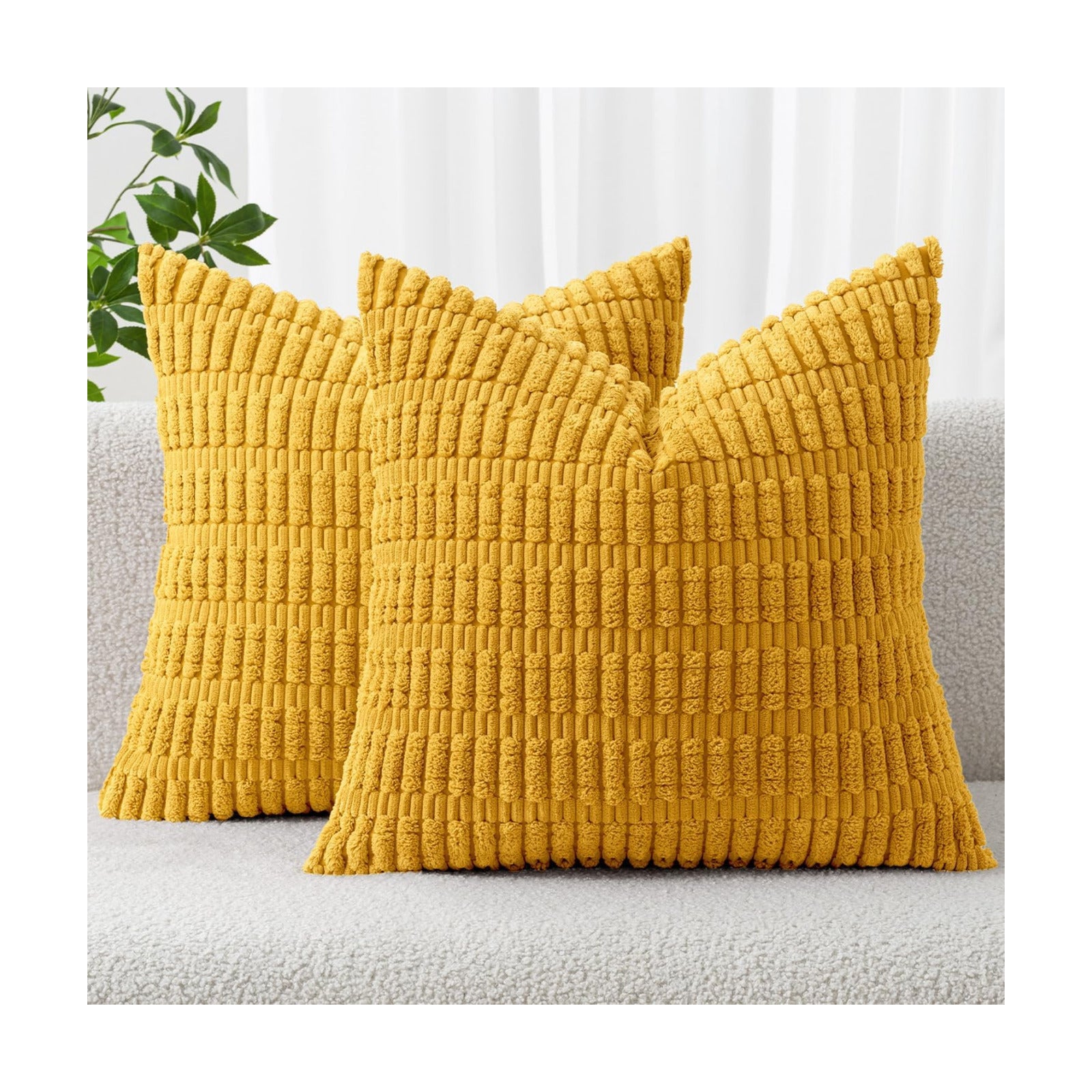 MIULEE Decorative Throw Pillow Covers 16x16 Mustard Yellow Pack of 2