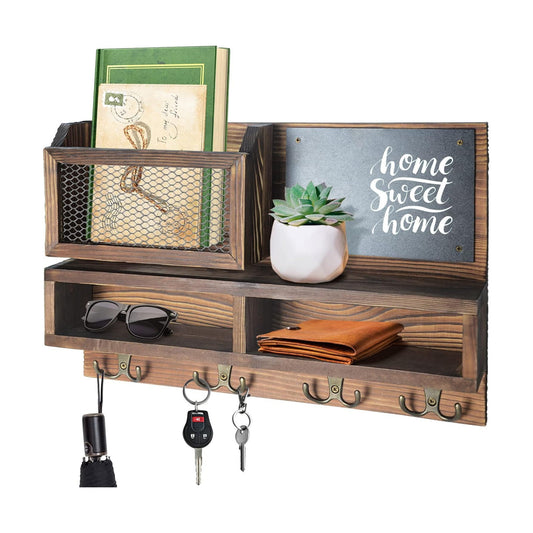 Key Holder / Mail Organizer Wall Mount / Brown