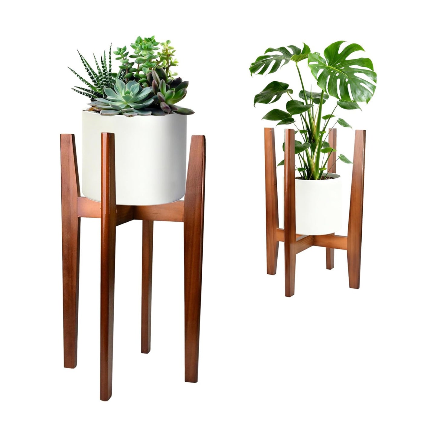 24" Tall Wood Plant Stand Indoor, Corner Flower Pot Plants Holder Outdoor | Sturdy, Modern Mid Century