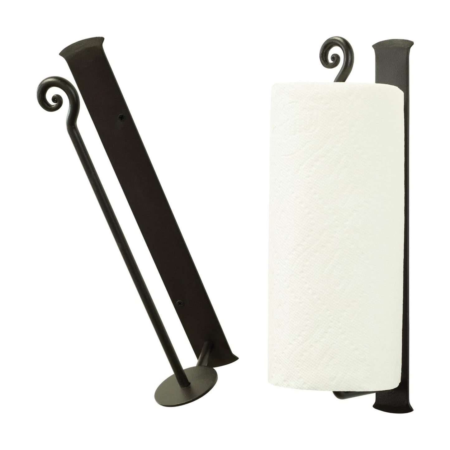 Vertical Black Paper Towel Holder, Stylish Home Accent Countertop | Handcrafted, Rustic Metal, Decorative Wrought Iron