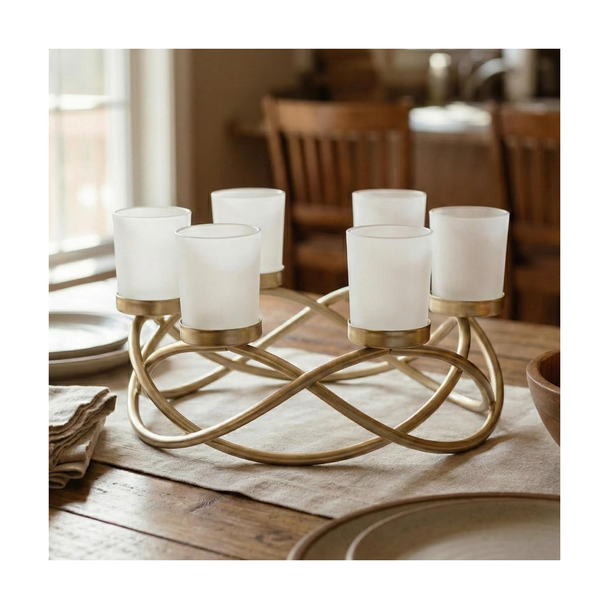 Seraphic Centerpieces for Table Decor, Tealight Candle Holder, Gold/Frosted