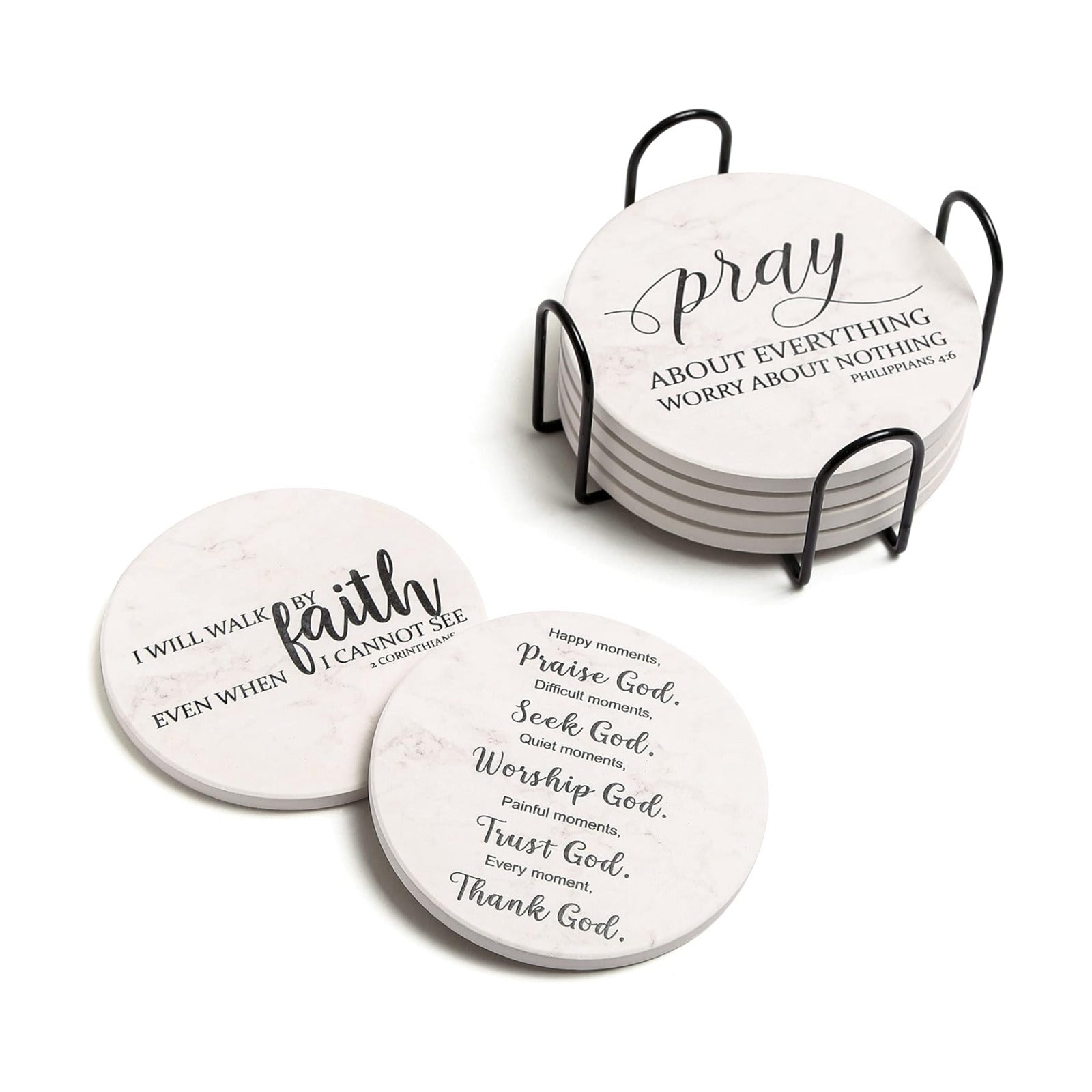 Holder Ceramic Drink Coaster / White / Set of 6